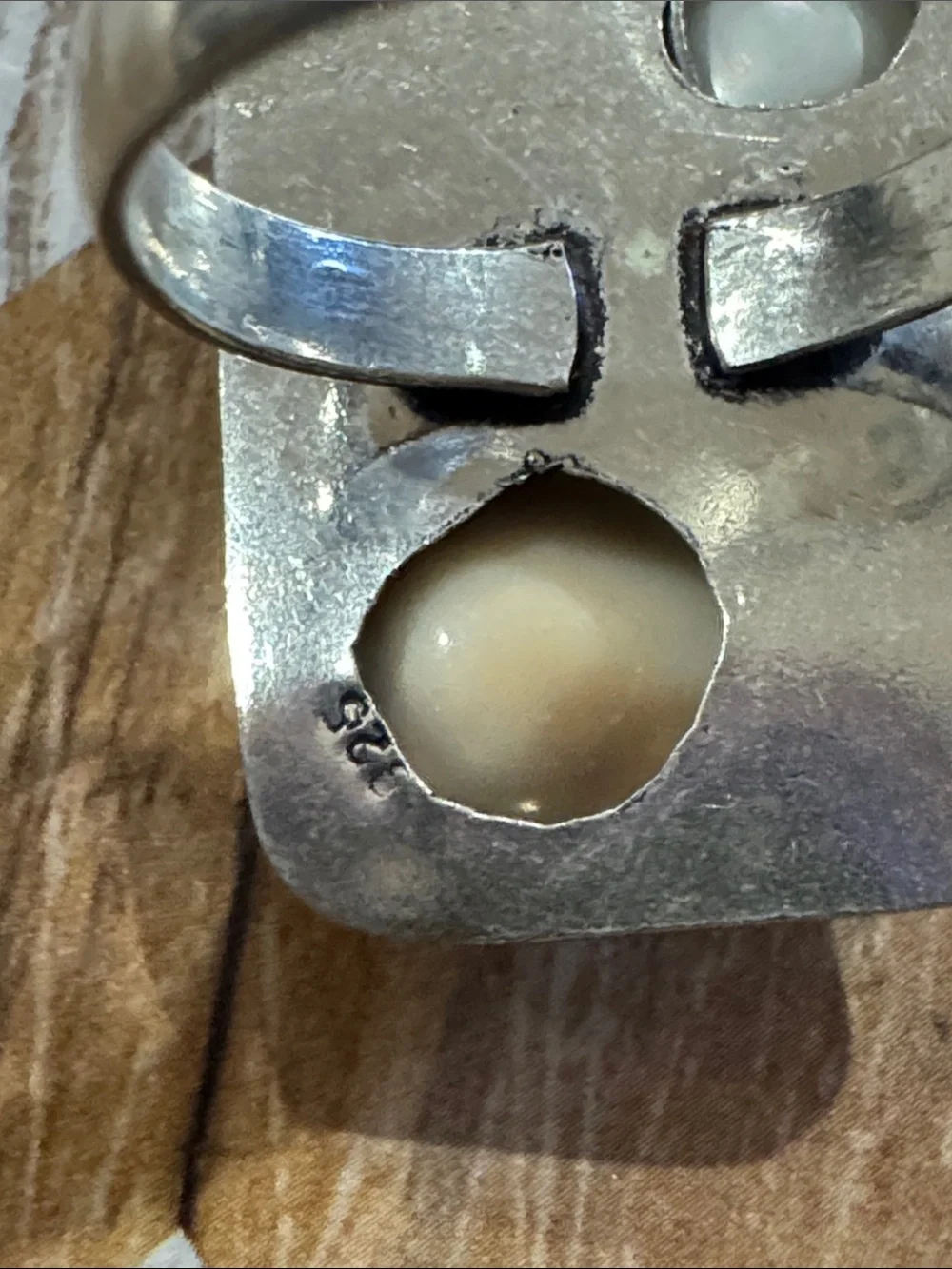 Silver Shell & Pearl Accent Ring